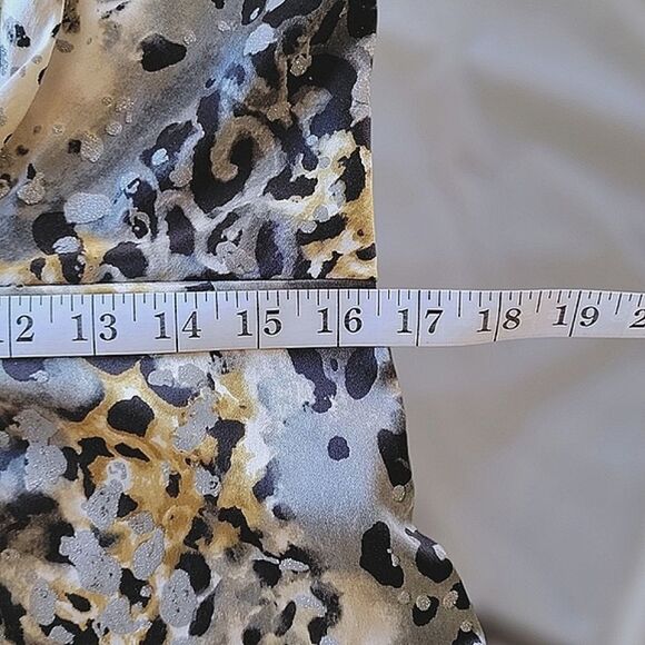 Vtg Tadashi Collection silk blend leopard print faux wrap blouse size 10 - Picture 9 of 13